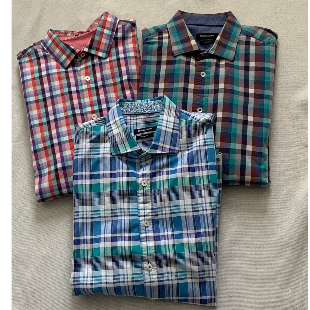 Bugatchi‎ Plaid Button down Men's size Large